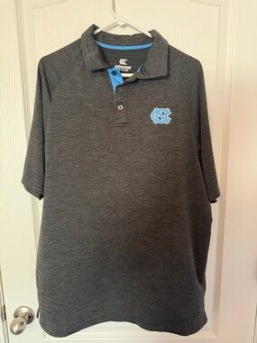Colosseum Men's Charcoal Gray Polo with Carolina Blue Logo UNC